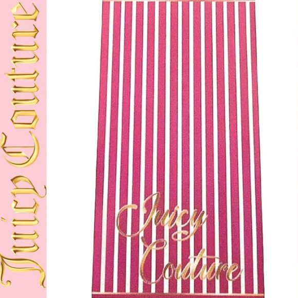Juicy Couture Home Signature Logo Striped Oversized Jacquard Beach Towel - Picture 1 of 6